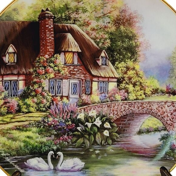 Vintage Franklin Mint Cottage At Meadowgate Heirloom Fine Porcelain Plate - Picture 2 of 5